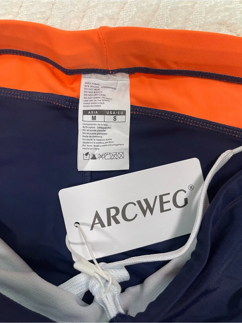 Arcweg Men's Colorblock Swim Shorts Blue and Orange Size Small